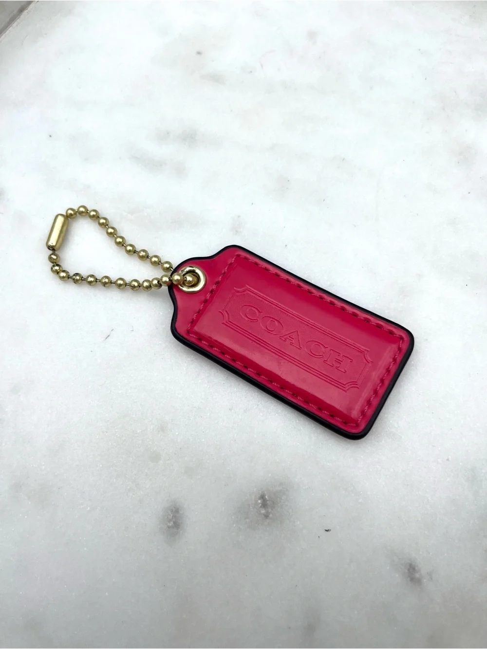 COACH Vintage Patent Leather Hang Tag, Watermelon Pink